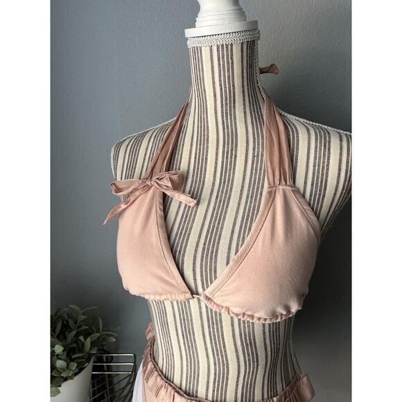 Victoria Secret Pink MEDIUM Lounge bikini set Silk/cotton top spaghetti straps - Picture 2 of 5